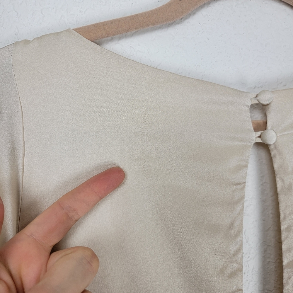 Cult Gaia Shaine Gown Maxi Cape Bridal Silk Cutouts White Ivory Medium - Picture 13 of 17